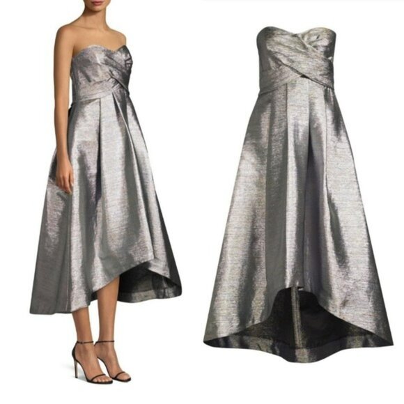 Shoshanna-Dawn Strapless Dress w/Pockets, Silver Multi Metallic, Size 10 - Picture 1 of 9
